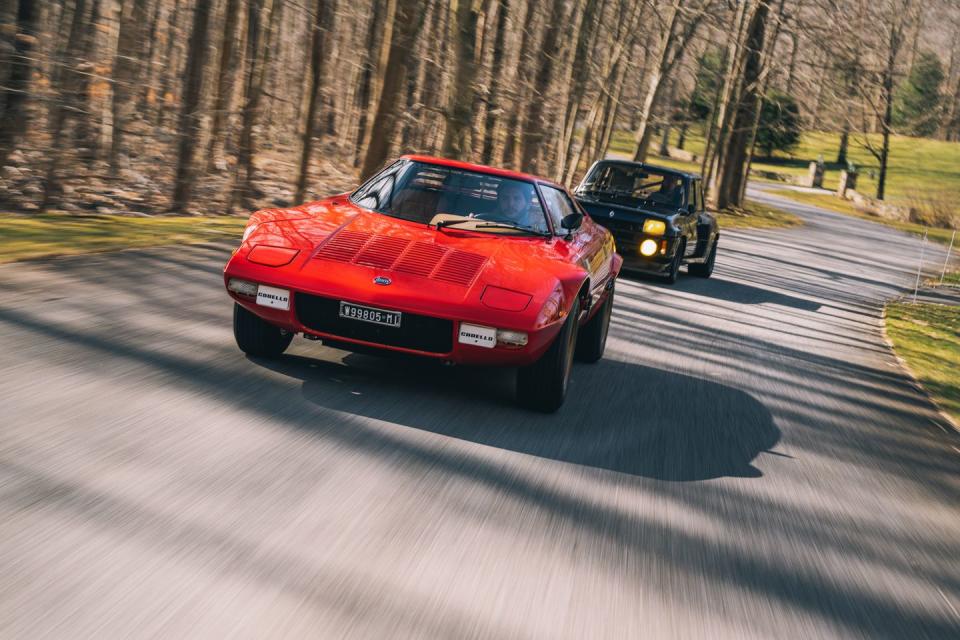 <p>Lancia Stratos and the Renault 5 Turbo II</p>