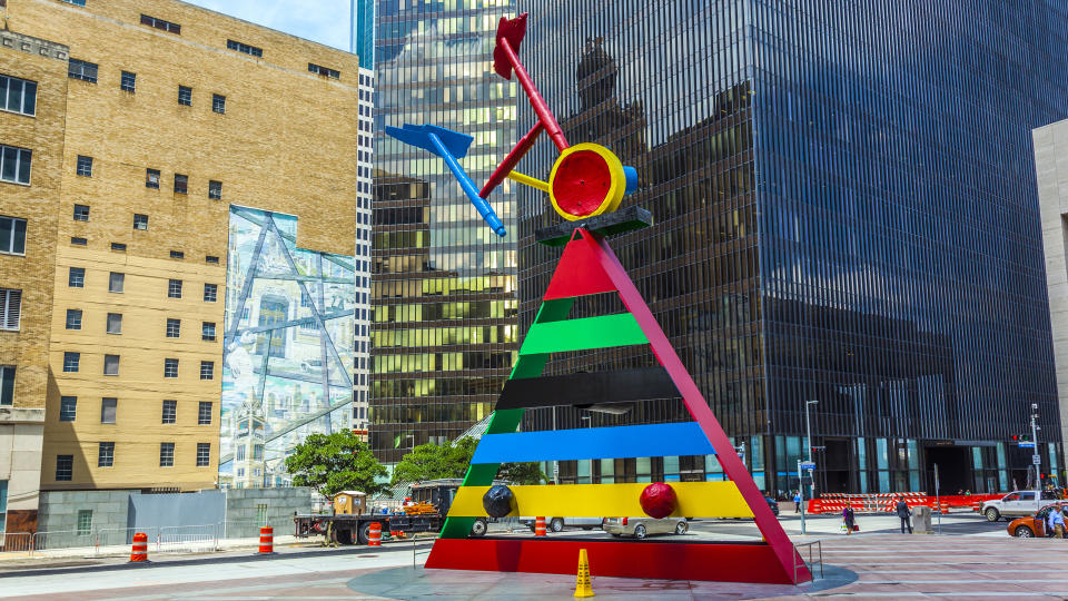 HOUSTON, TEXAS, USA - JULY 11: sculpture Personage and Birds by Joan Miro created in 1970 and installed here in 1982 on July 11, 2013 in Houston, USA.