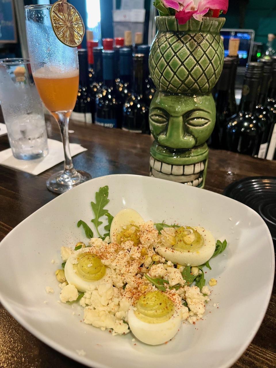 Street corn deviled eggs are on Front Porch Social's limited menu on New Year's Eve.