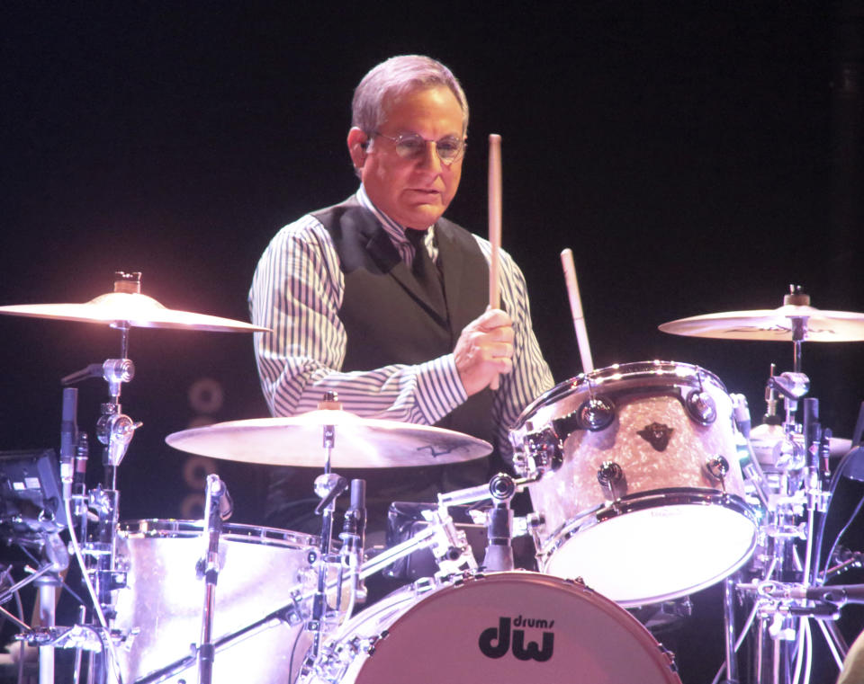 FILE - Max Weinberg performs with Bruce Springsteen and the E Street Band during their "The River Tour 2016" in Baltimore on April 20, 2016. Weinberg, the longtime drummer for Springsteen and the bandleader for Conan O’Brien’s Late Night and The Tonight Show, has been appointed to a local planning and zoning board in the Delray Beach, Fla., where he lives. (Photo by Owen Sweeney/Invision/AP, File)