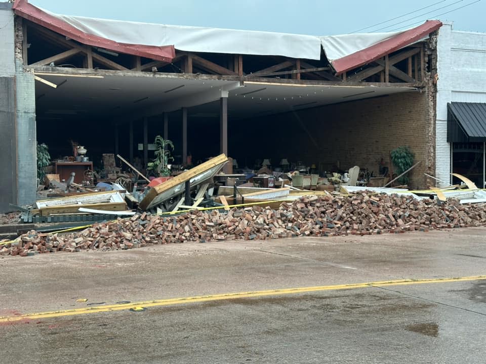 Storm damage in Grand Saline on Tuesday Morning