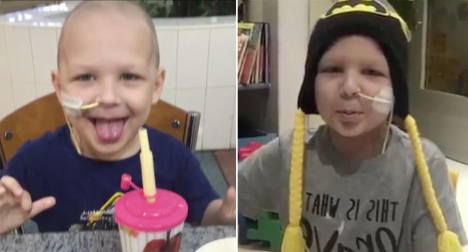 Four-year-old Eddison has been battling leukaemia for the past year. Source: 7 News