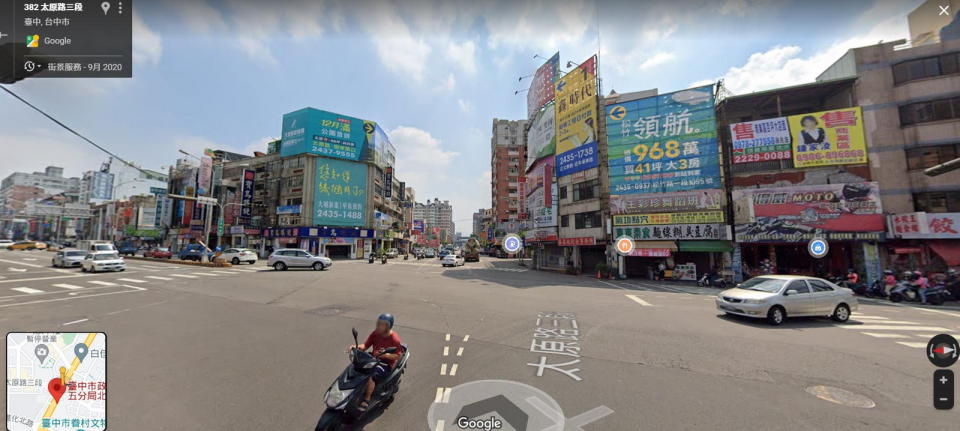 圖／北屯區的台3、太原路三段，為臺中市交通事故第三名的路段。（圖片來源：Google街景地圖）。