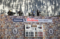 <p>Cameramen are seen during the 2021 Bridgestone NHL Outdoors Saturday game between the Colorado Avalanche and the Vegas Golden Knights is seen at the south shore of Lake Tahoe on February 20, 2021 in Stateline, Nevada. (Photo by Jeff Bottari/2021 NHLI)</p> 