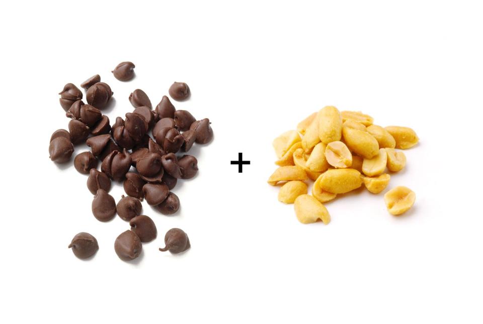 1 Tbsp chocolate chips and 1/2 oz peanuts