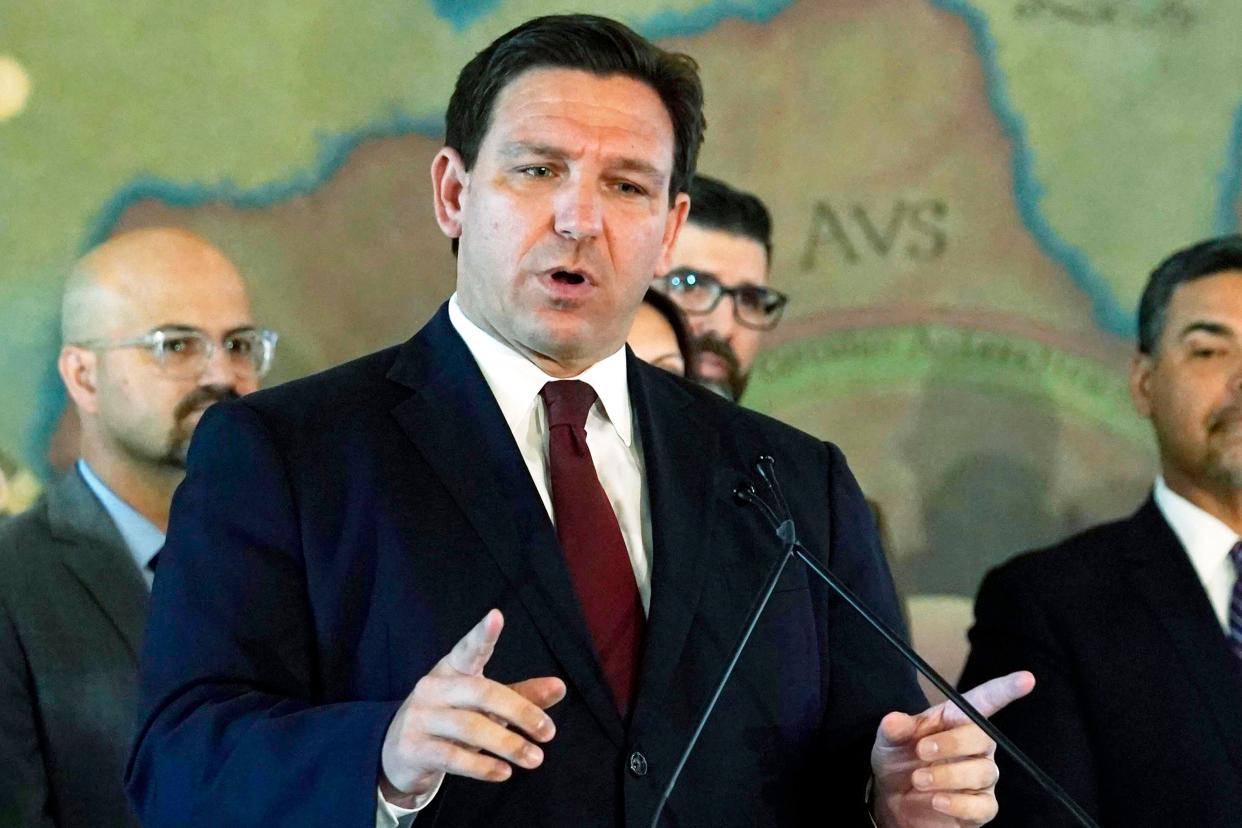 Florida Gov. Ron DeSantis speaks at Miami's Freedom Tower on May 9.