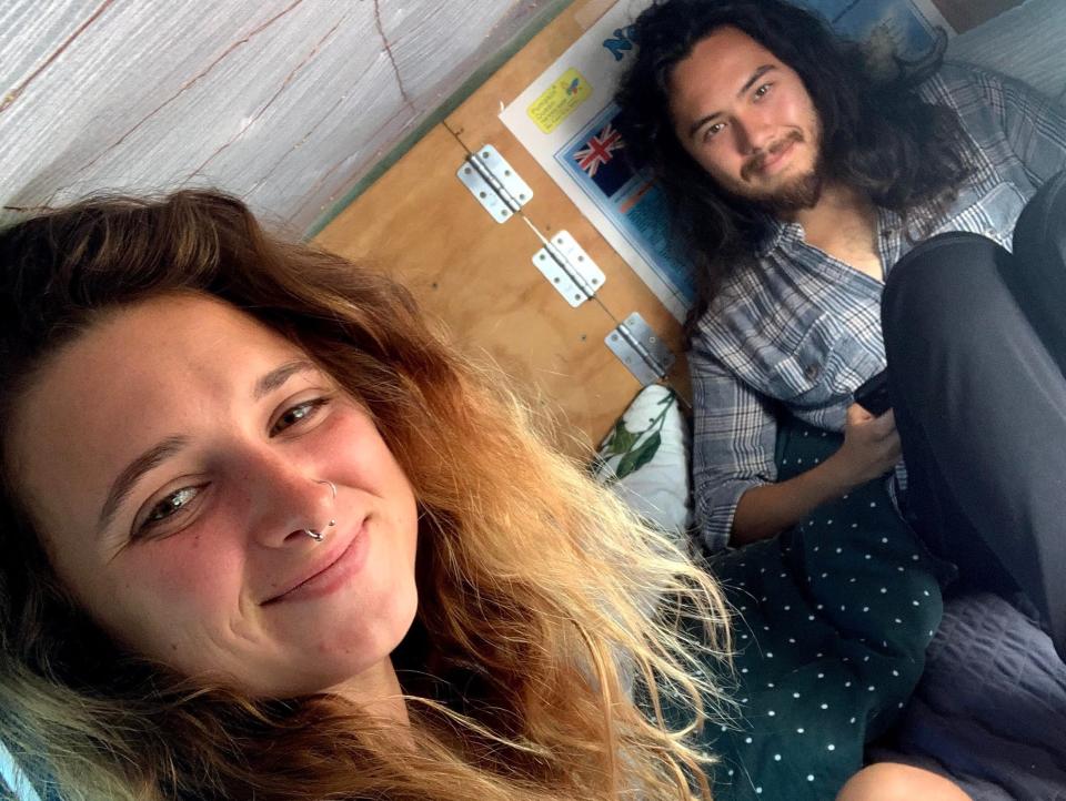 the writer and her boyfriend in their van