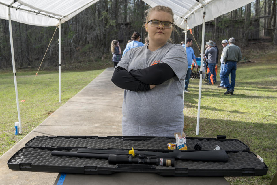 Meaghan Moses from Rentz, Ga., waiting for her match to begin. (Photo: Ben Rollins for Yahoo News)