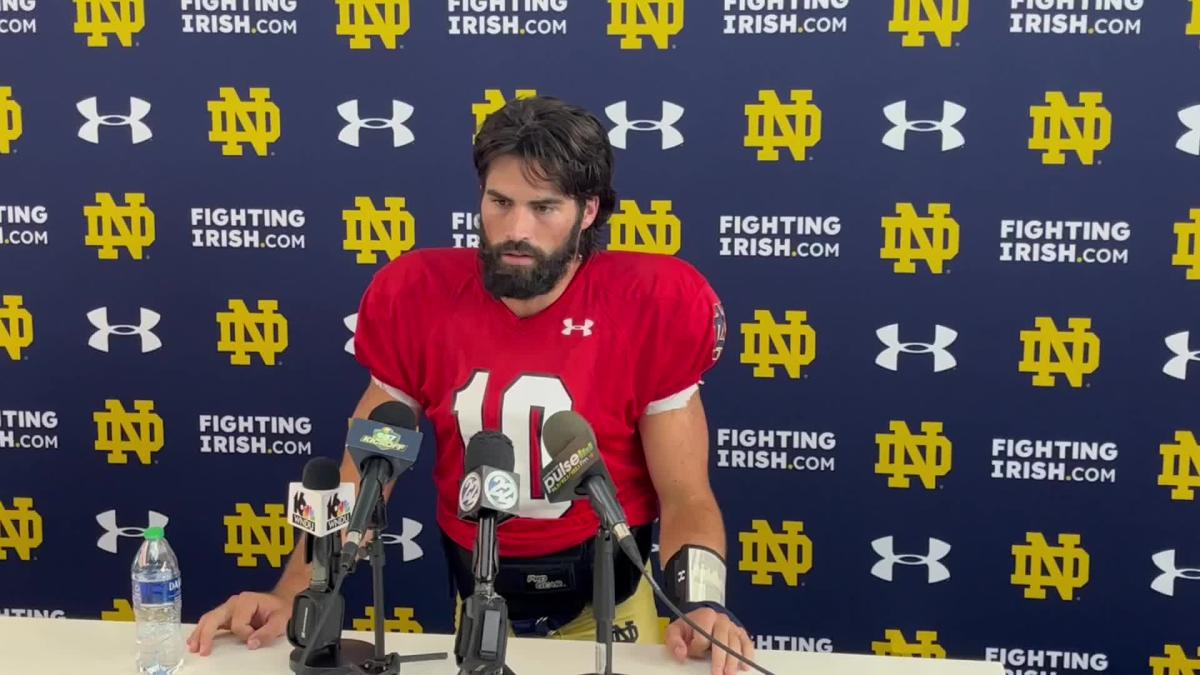 Notre Dame football QB Sam Hartman answers the Heisman Trophy question in a global manner