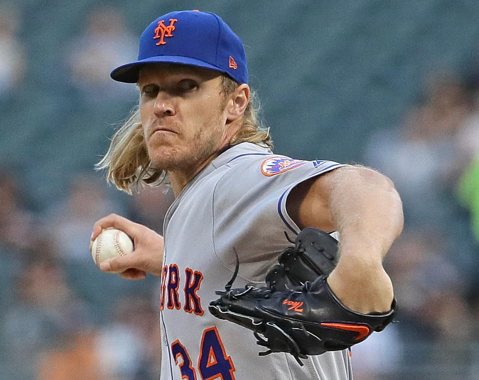 CHICAGO, ILLINOIS - JULY 30: Starting pitcher Noah Syndergaard #34 of the New York Mets delivers the ball against the Chicago White Sox at Guaranteed Rate Field on July 30, 2019 in Chicago, Illinois. (Photo by Jonathan Daniel/Getty Images)