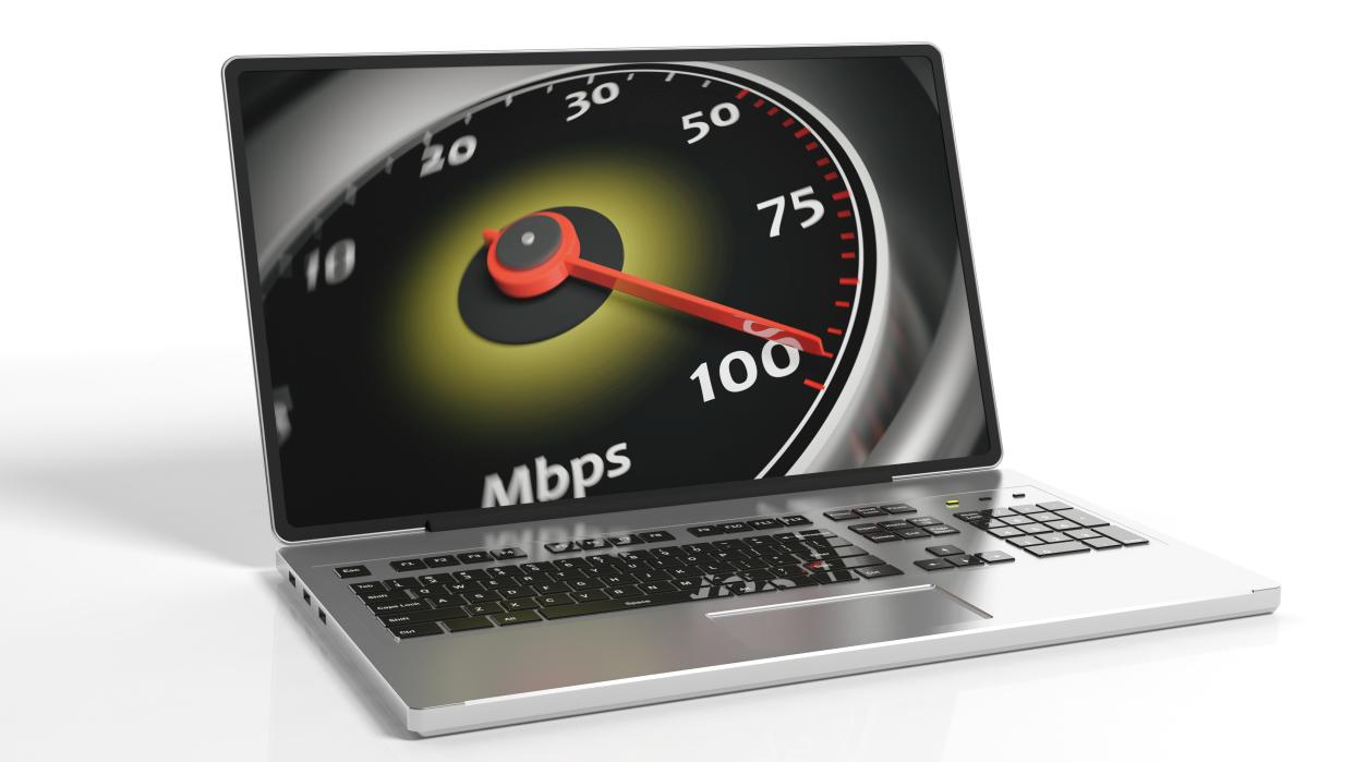  3d rendering internet speed concept on white background. 