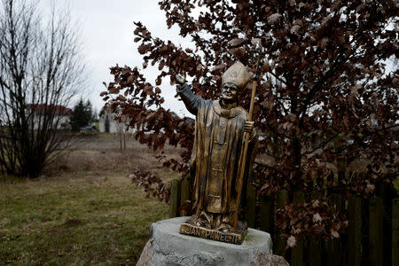 A Pope John Paul II statue stands at the Sanctuary of Mother of God in Wardegowo village, Poland, February 17, 2019. Picture taken February 17, 2019. REUTERS/Kacper Pempel