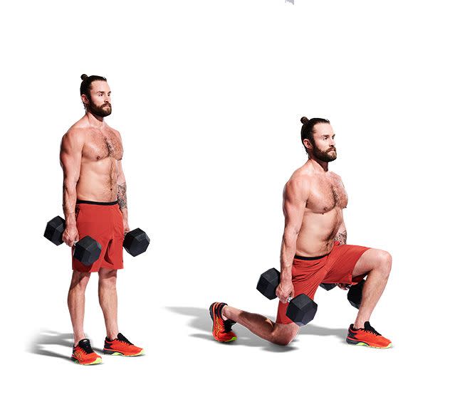 dumbbell walking lunge