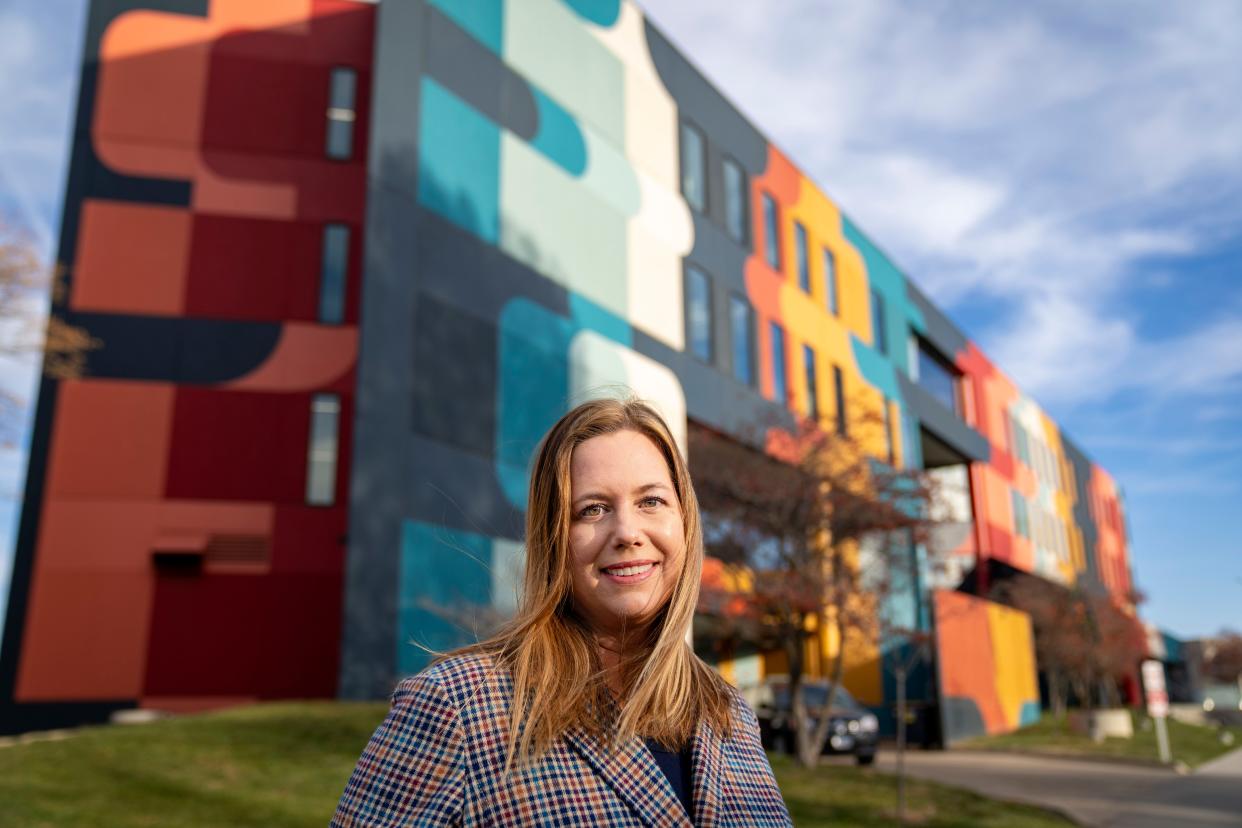 New Mainframe Studios executive director Julia Franklin stands for a photo at the studios, Tuesday, Nov. 14, 2023.