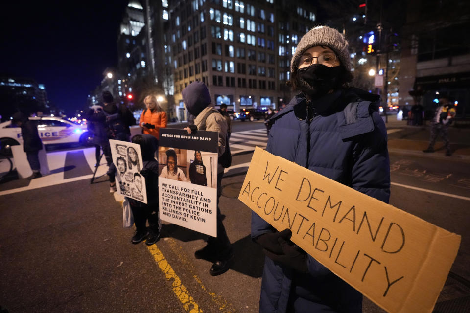 Demonstrators protest Friday, Jan. 27, 2023, in Washington, over the death of Tyre Nichols, who died after being beaten by Memphis police officers on Jan. 7. / Credit: Manuel Balce Ceneta / AP