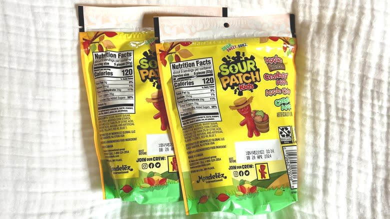 back of Sour Patch Kids packaging 