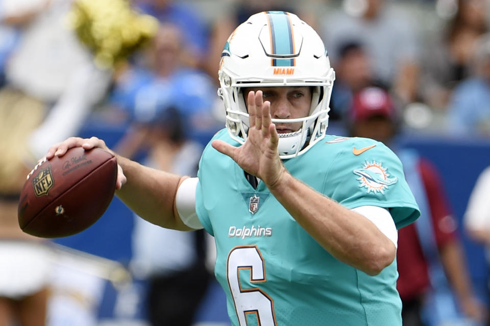 Jay Cutler led the Miami Dolphins to a win in his first game with the team. (AP)