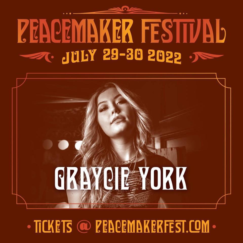 Peacemaker Festival's emerging artist of the year Graycie York will perform in Fort Smith at the Peacemaker Festival on July 30, 2022.