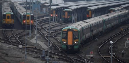 FILE PHOTO: Passenger trains operated by Southern sit at Selhurst train depots as strikes continue on the Southern rail network, in London, Britain