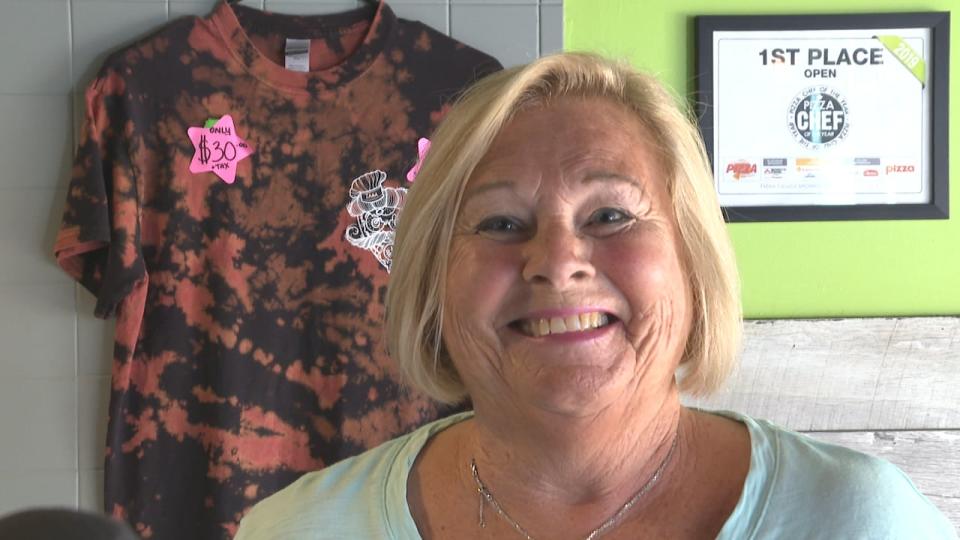 Judy Shepley smiles while waiting for her pizza at Armando's Amherstburg.