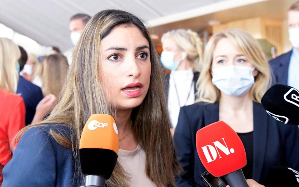 Nooshi Dadgostar, leader of the Left Party, arrives at the Swedish Parliament ahead of the vote - ANDERS WIKLUND/EPA-EFE/Shutterstock