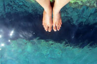 About to dive into the sea at Paradise Beach, Mykonos