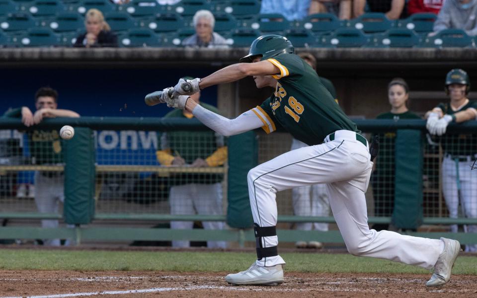 Red Bank Catholic's Matt Brunner, shown laying down a bunt in the Caseys' 2-0 win over Ranney in last season's Shore Conference Tournament game, has moved up to the No. 2 spot in the batting order.