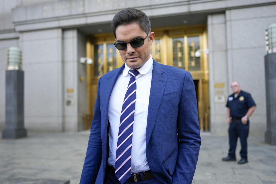 Ryan Salame leaves Federal court, Thursday, Sept. 7, 2023, in New York. Salame, the former top executive at the failed FTX cryptocurrency exchange pleaded guilty Thursday to making tens of millions of dollars in illegal campaign contributions to U.S. politicians and engaging in a criminal conspiracy to operate an unlicensed money transfer business. (AP Photo/Mary Altaffer)