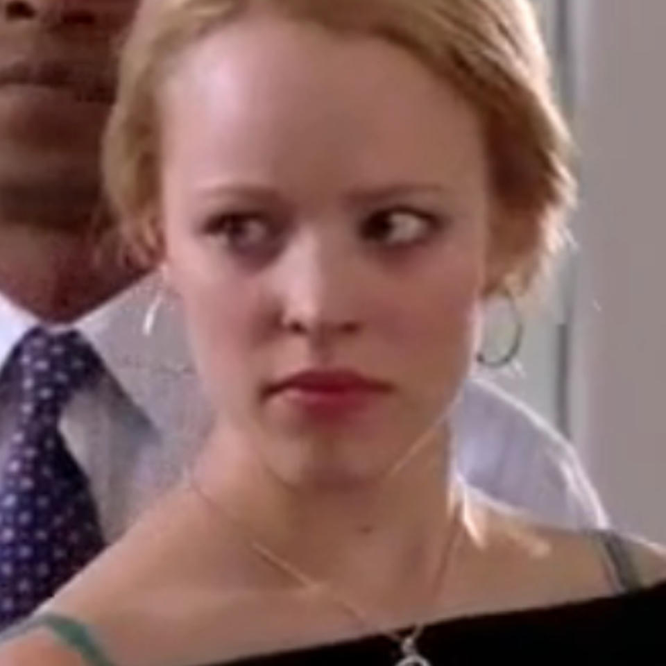 Rachel McAdams in "Mean Girls" looking stunned