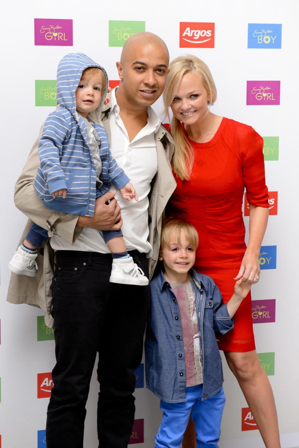 ‘Bunton, with husband Jade Jones with their children Beau and Tate in 2012 (Jonathan Hordle/Rex)