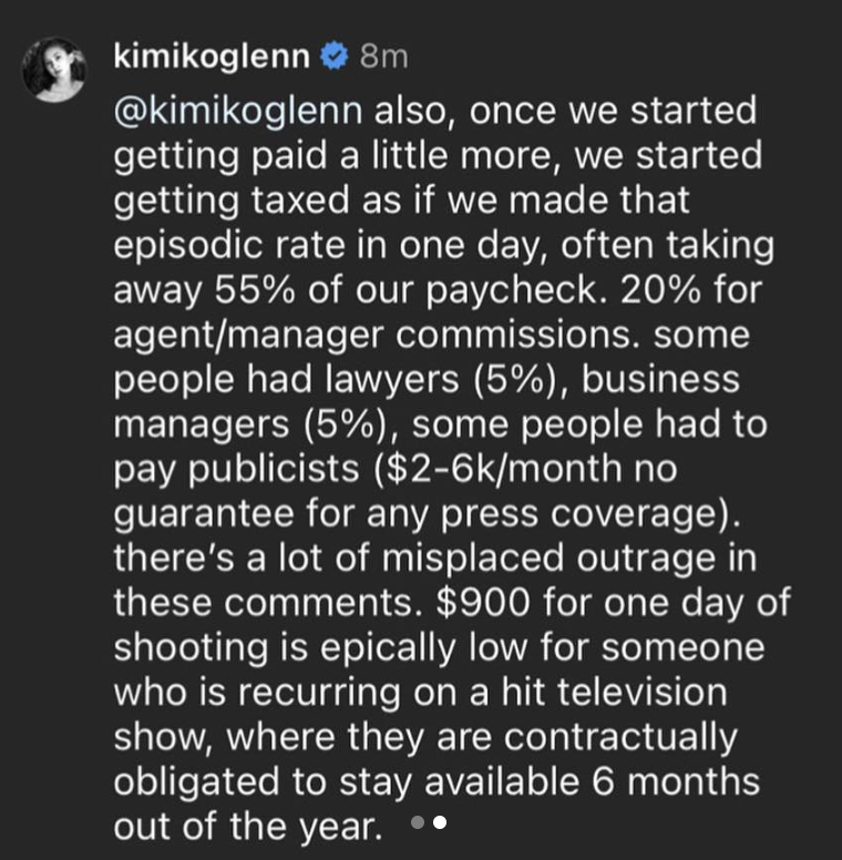 Screenshot of Kimiko Glenn's Instagram comment