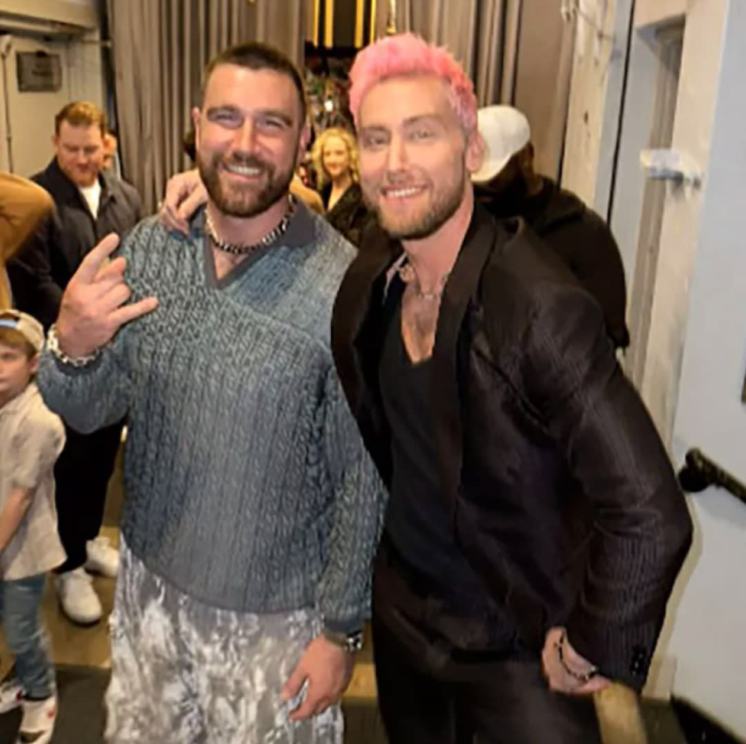  NSYNC's Lance Bass Poses With Travis Kelce at a Justin Timberlake Concert. 