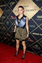 <p>Fergie’s denim/bomber/leather DSquared2 dress simply looked outdated. <i>[Photo: Getty]</i> </p>