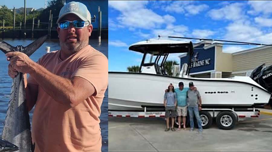 Jeffrey Kale and his boat in photos from the Oak Island Police Department