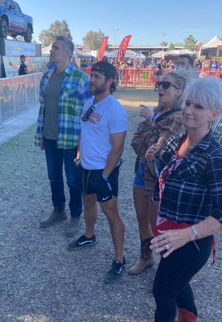 Kurt Warner (left) and Brenda Warner (right) attend day two of Country Thunder near Florence on April 14, 2023.