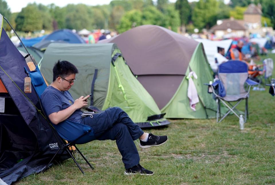 Brent Pham, from California, started the queue on Friday evening (Zac Goodwin/PA) (PA Wire)