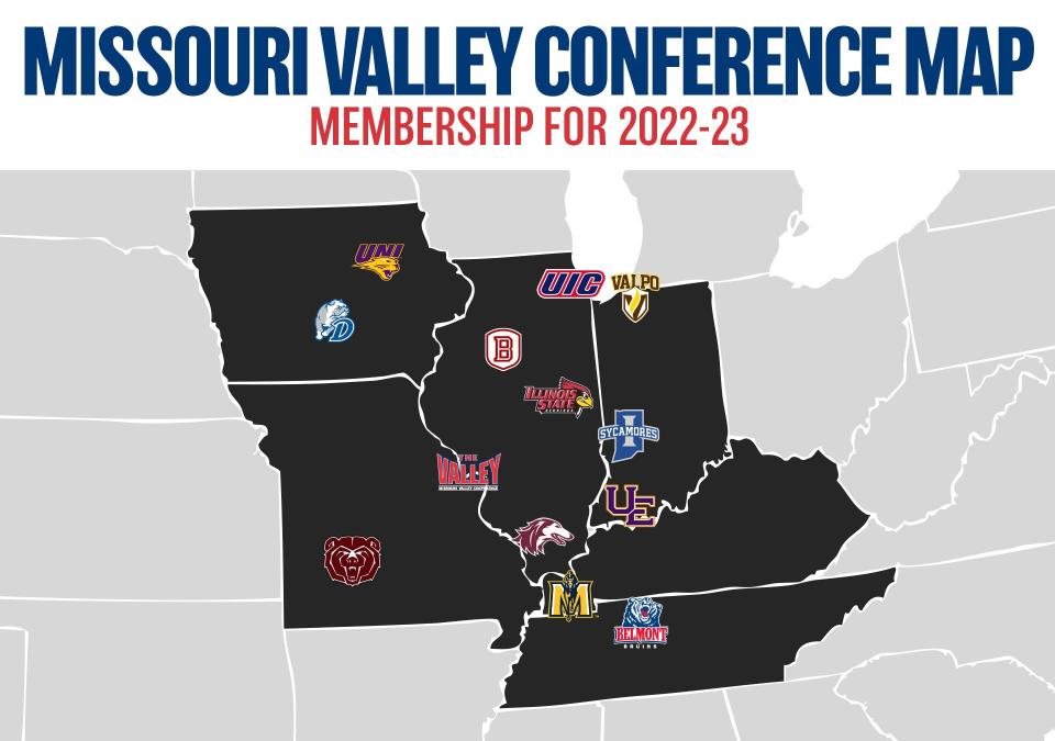 The 2022-23 Missouri Valley Conference membership map