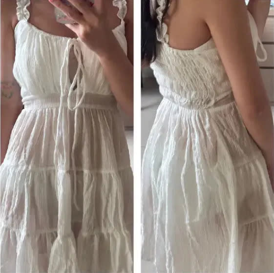 女網友在IG上買到「肉眼可見內褲」超透明洋裝還被賣家公審。當事人提供