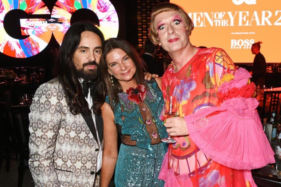 Alessandro Michele, Natalie Massenet and Grayson Perry attend the GQ Men Of The Year Awards 2016 after party at the Tate Modern (Dave Benett)