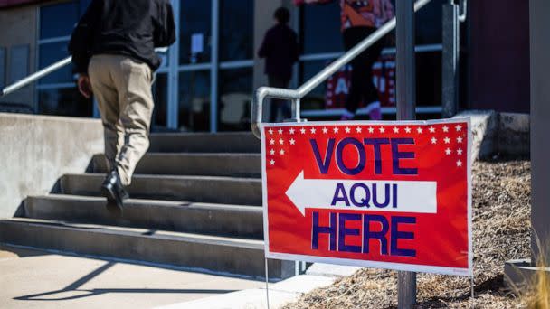 PHOTO: In this March 1, 2022, file photo, people vote at the Carver Branch Library in Austin, Texas. (Montinique Monroe/Getty Images, FILE)