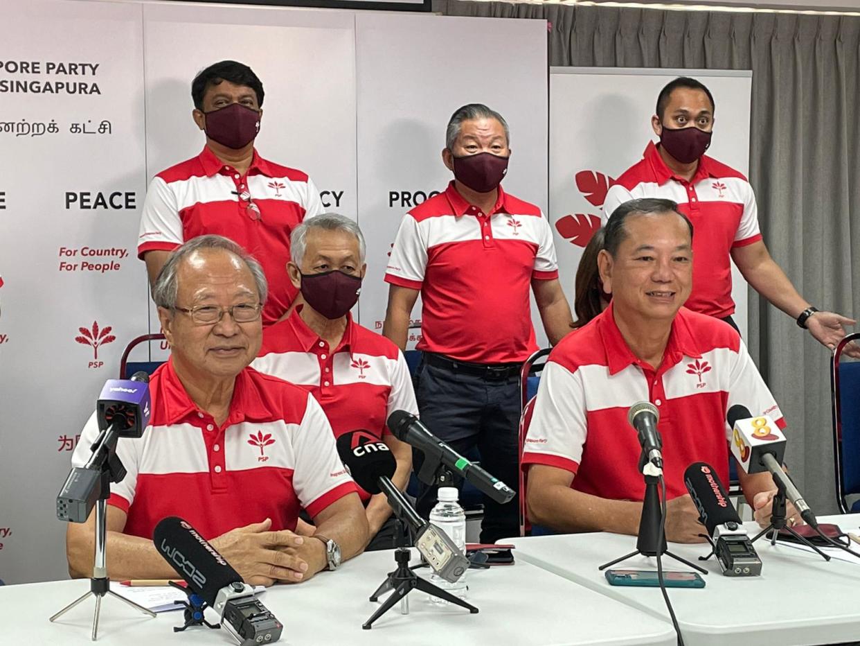 Tan Cheng Bock, Francis Yuen at PSP CEC press conference. 