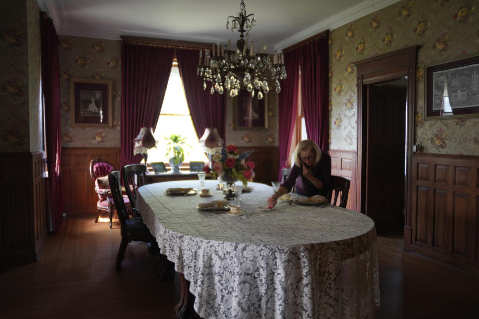 Visitors can tour John Alexander Dowie's original home, the Shiloh House, built in 1902, which is now maintained as a historical museum in Zion, Ill., on Saturday, Sept. 17, 2022. Dowie, a Christian faith healer, founded the town in 1900. (AP Photo/Jessie Wardarski)