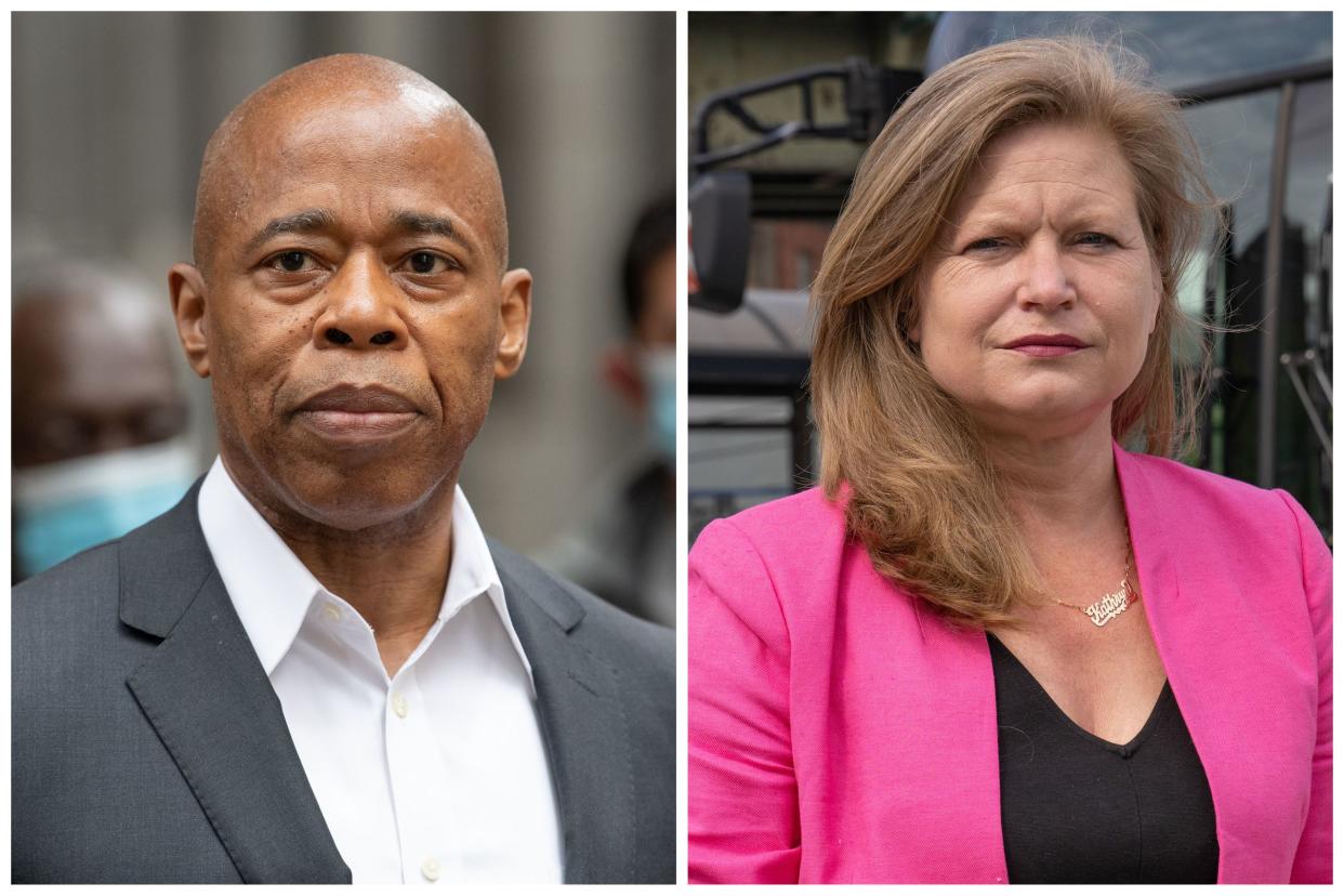 Democratic New York City mayoral candidates Eric Adams (left) and Kathryn Garcia (right)