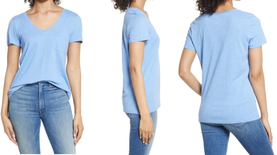 Caslon Rounded V-Neck T-Shirt - Nordstrom, $11.40 (originally $19)