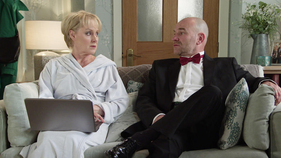 FROM ITV

STRICT EMBARGO - No Use Before Tuesday 26th July 2022

Coronation Street - 1070506

Monday 1st August 2022

At No.4, Sally Metcalfe [SALLY DYNEVOR] discovers Tim Metcalfe [JOE DUTTINE] has been looking at porn sites. Sally orders Tim to go to the ÔCasino NightÕ on his own. 

Picture contact - David.crook@itv.com

Photographer - Danielle Baguley

This photograph is (C) ITV Plc and can only be reproduced for editorial purposes directly in connection with the programme or event mentioned above, or ITV plc. Once made available by ITV plc Picture Desk, this photograph can be reproduced once only up until the transmission [TX] date and no reproduction fee will be charged. Any subsequent usage may incur a fee. This photograph must not be manipulated [excluding basic cropping] in a manner which alters the visual appearance of the person photographed deemed detrimental or inappropriate by ITV plc Picture Desk. This photograph must not be syndicated to any other company, publication or website, or permanently archived, without the express written permission of ITV Picture Desk. Full Terms and conditions are available on  www.itv.com/presscentre/itvpictures/terms
