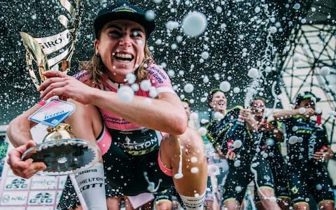 Annemiek van Vleuten celebrates her Giro Rosa title - Credit: Eloise Mavian / Toranti.cc