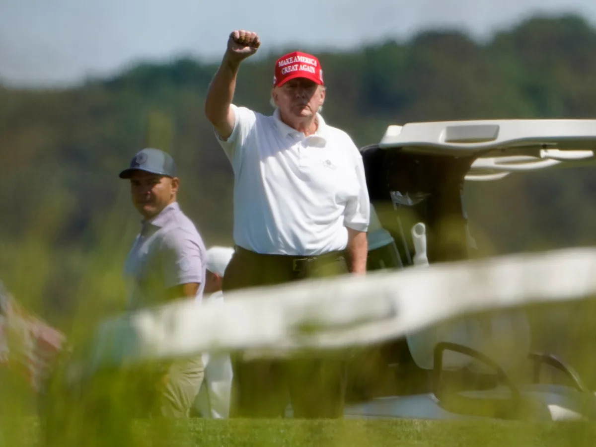 Trump has aides who follow him around on the golf course and recite positive thi..