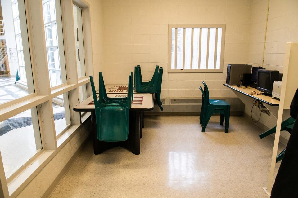 The multipurpose room in the housing unit A3 ICE pod at the Orange County Jail in Goshen, NY on Friday, March 11, 2022.