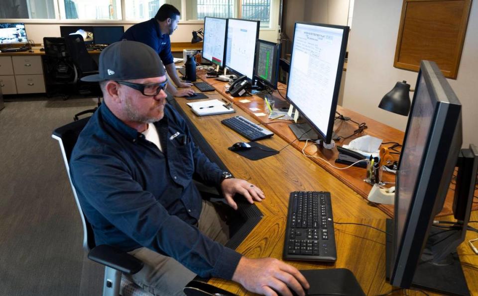 Veolia operator George Parkhurst monitors systems at the Marden Garden Water Treatment Plant in East Boise.