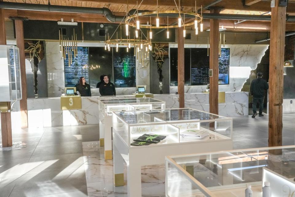 The bright, expansive showroom of the newest of Rhode Island's six medical marijuana dispensaries, Mother Earth Wellness, in Pawtucket, which is among the five dispensaries licensed to begin selling recreational marijuana Dec. 1. Co-owner Joseph Pakuris predicts recreational marijuana will account for 70% of Mother Earth's sales.